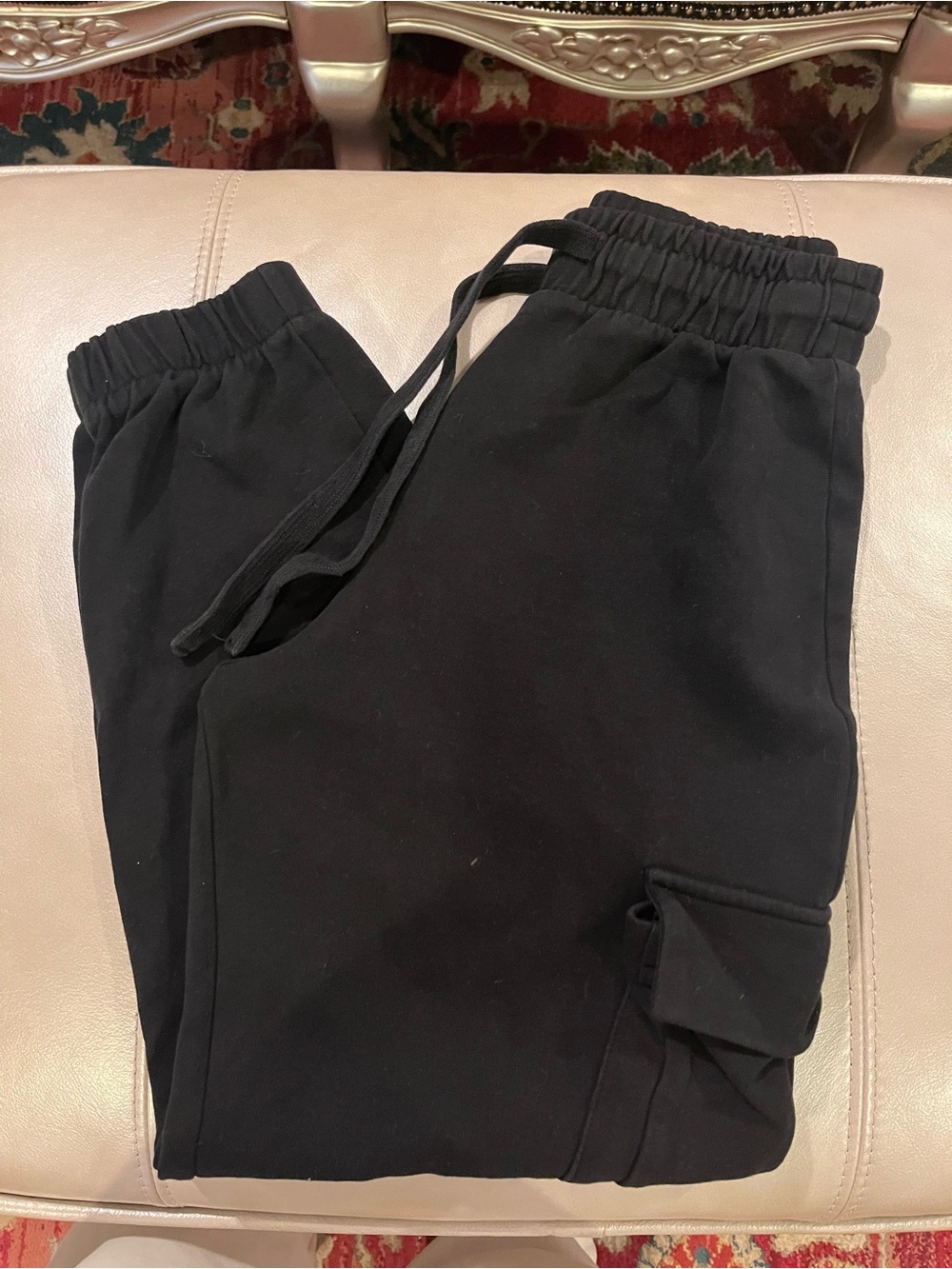 Zara Black Cargo Joggers with Drawstring Waist